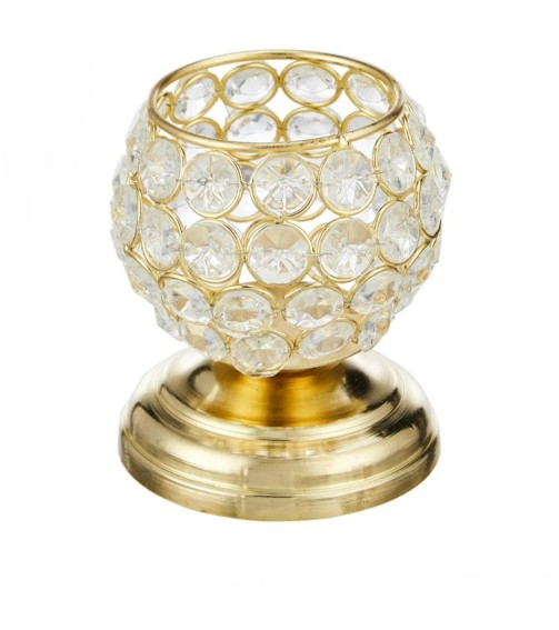 Crystal-Studded Gold Tealight Candle Holder | Elegant Home Decor Accent for Home Decor & Gifting