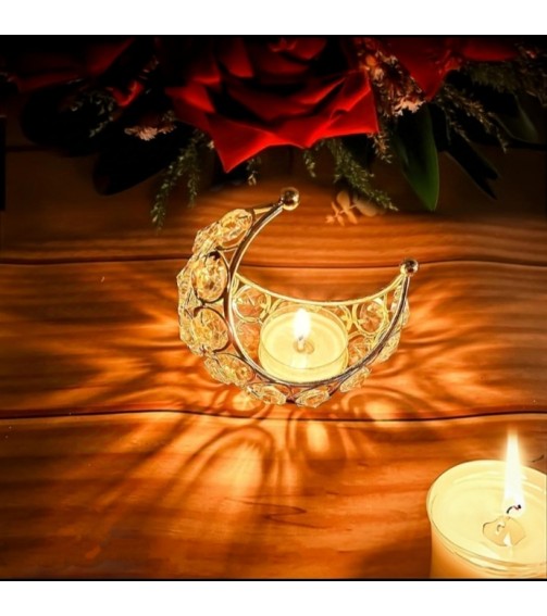 Crescent-Shaped Crystal Tealight Holder | Elegant Home Decor Accent for Home Decor & Gifting