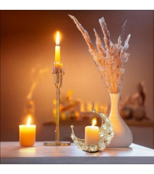 Crescent-Shaped Crystal Tealight Holder | Elegant Home Decor Accent for Home Decor & Gifting