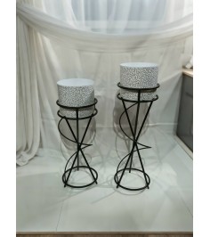 White Marble Round Planter With Stand Set Of 2