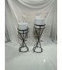 Black And White Round Planter With Stand Set Of 2