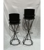 Black Round Planter With Stand Set Of 2