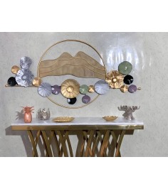 Metal Hanging and Sculpture Decoration Beauty Sea Shells Décor Modern Art Work Wall Mural (54 inch x 27 inch Multicolor).