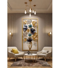 Golden Ginkgo Elegance Wall Sculpture | Iron Wall Art For Home & Office Decor