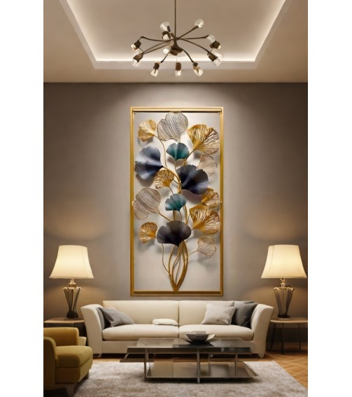 Golden Ginkgo Elegance Wall Sculpture | Iron Wall Art For Home & Office Decor