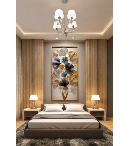 Golden Ginkgo Elegance Wall Sculpture | Iron Wall Art For Home & Office Decor