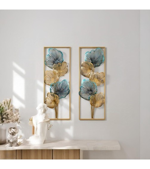 Golden Bloom Wall Art Panels | Floral Wall Art |Elegant Wall Art For Living Room, Bedroom 