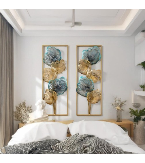 Golden Bloom Wall Art Panels | Floral Wall Art |Elegant Wall Art For Living Room, Bedroom 