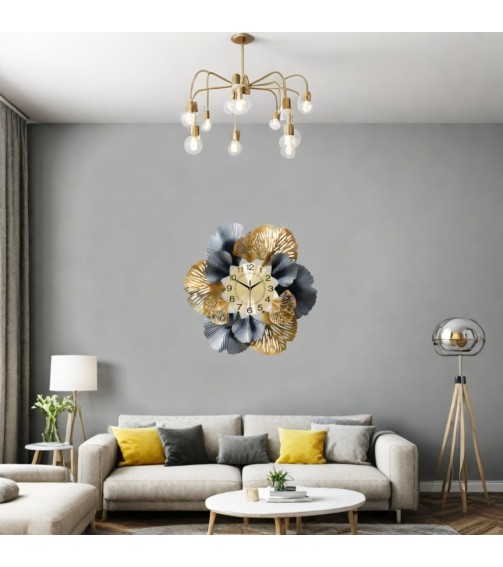 Shimmering Silhouette Two-Tone Metal Wall Clock For Home Decor/ Living room/bedroom/office