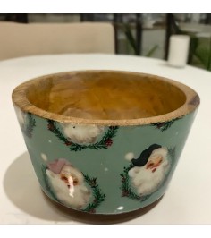 Handmade Festive Santa Bamboo Bowl For Serving, Home & Kitchen Handcrafted