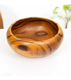 Handcrafted Wooden Bowl With Natural Grain Finish For Serving, Home & Kitchen Handcrafted