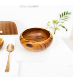 Handcrafted Wooden Bowl With Natural Grain Finish For Serving, Home & Kitchen Handcrafted