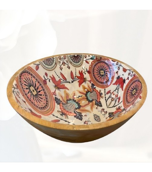 Handcrafted Floral Ceramic Bowl with Gold Rim For Serving, Home & Kitchen Handcrafted